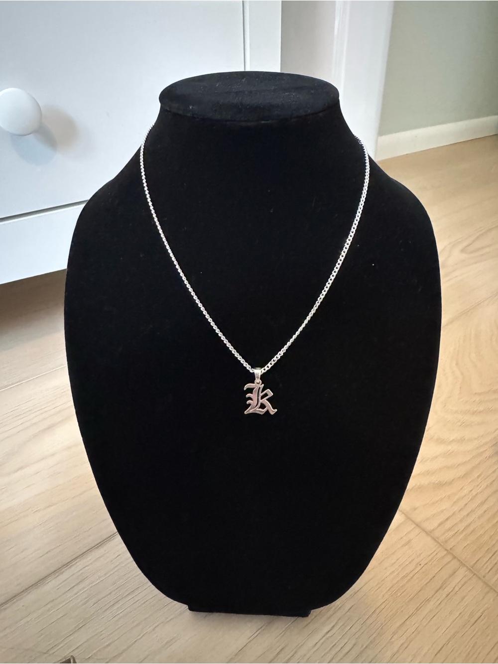 Silver Initial 'K' Pendant Necklace - Women's Jewelry